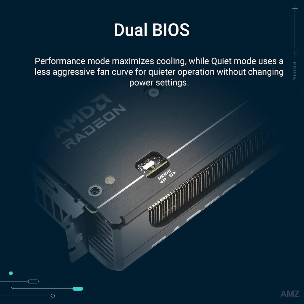 ASUS Prime Radeon RX 9060 XT 8GB GDDR6 OC Edition Graphics Card - dual BIOS