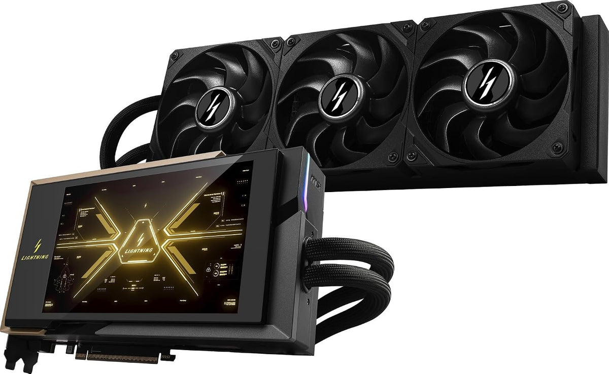 MSI GeForce RTX 5090 32G Lightning Z GDDR7 Graphics Card - card with radiator and display panel