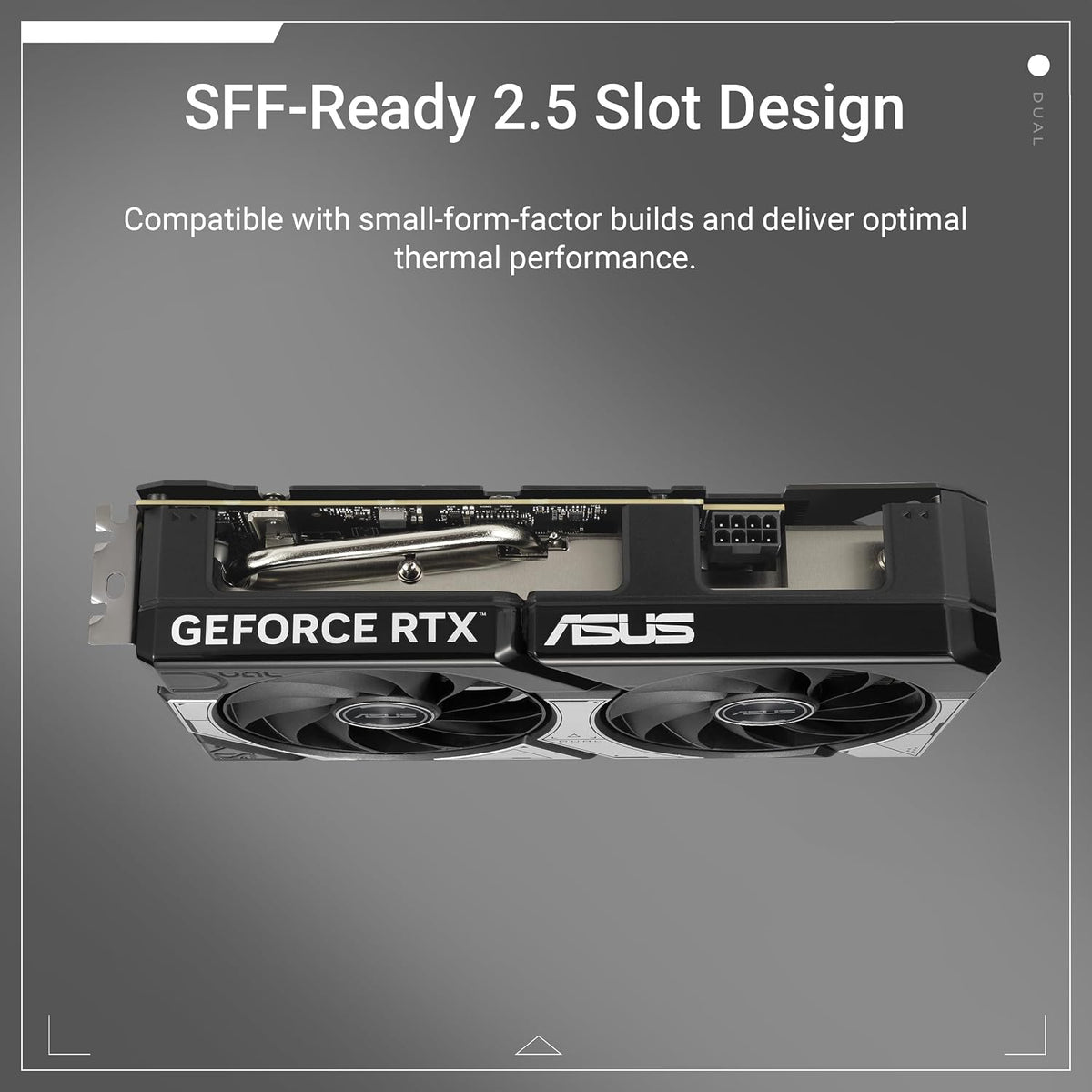 ASUS Dual GeForce RTX 5060 Ti OC Edition 8GB GDDR7 Graphics Card - side profile, 2.5-slot design