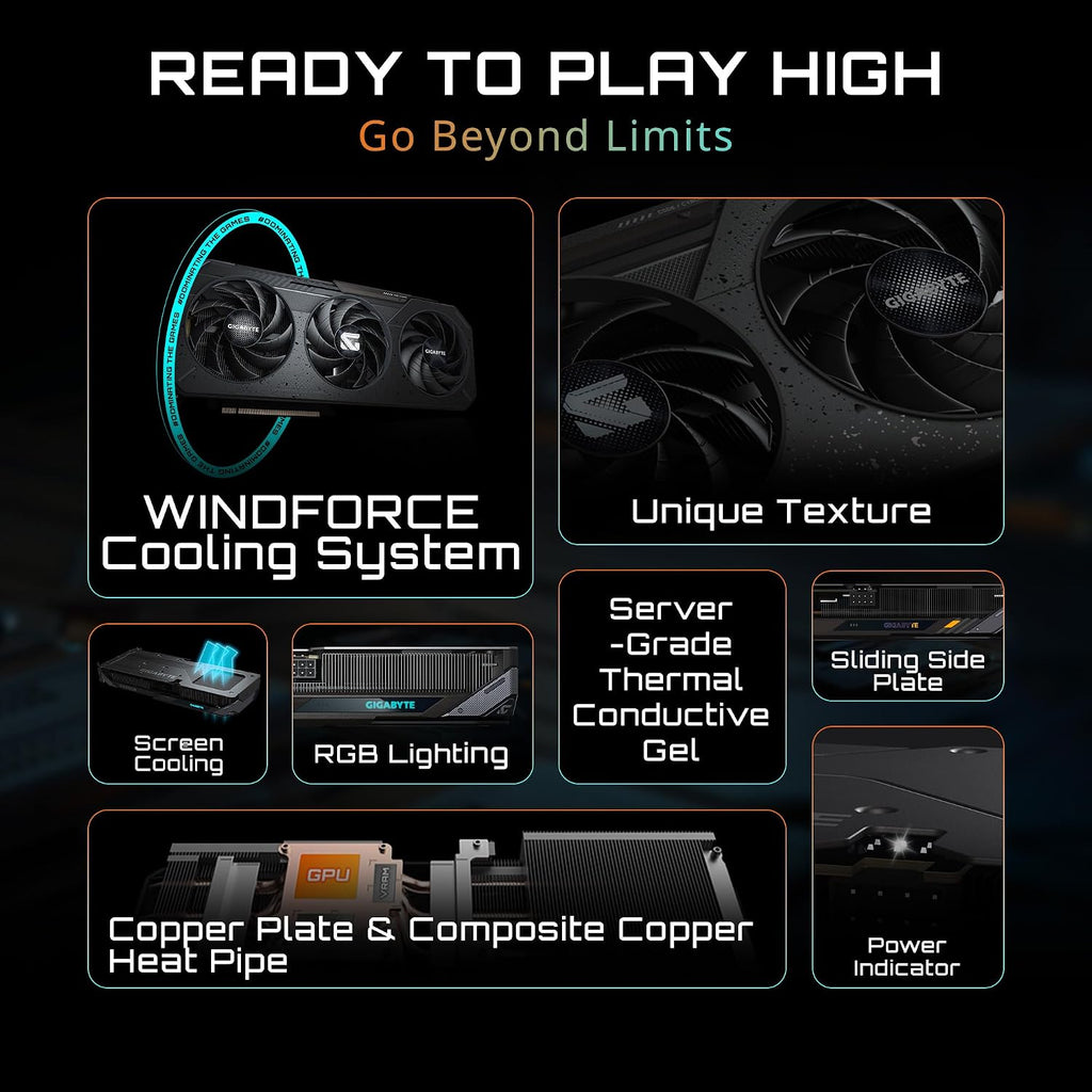 Gigabyte Radeon RX 9060 XT Gaming 8G GDDR6 Graphics Card - WINDFORCE cooling features