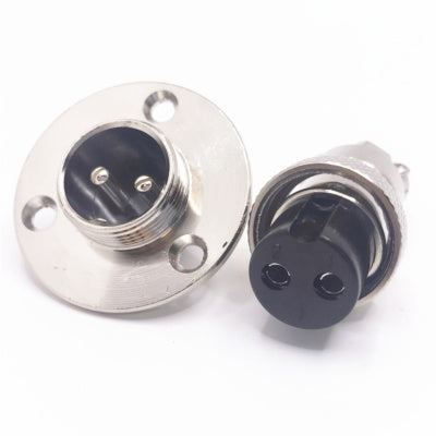 2 Pin GX16 Male Female Panel Mount Female Aviation Connector with 3 Hole Circular Flange
