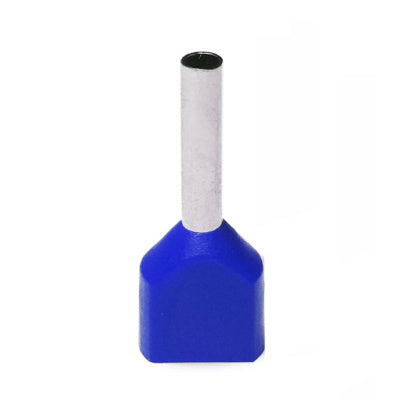 Twin Insulated Bootlace Wire Crimp Ferrule End Terminal Lug-Blue-2.5 sqmm