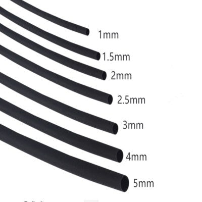 Heat Shrink Sleeve 2mm Black 1meter Industrial Grade