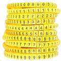 Self Locking Yellow Flexible Cable Marker Ferrules 0-9 For Cable Dia 4.5 to 6.00 mm