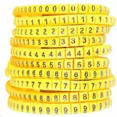 Self Locking Yellow Flexible Cable Marker Ferrules 0-9 For Cable Dia 4.5 to 6.00 mm