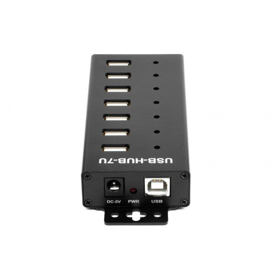 Industrial Grade USB HUB, Extending 7x USB 2.0 Ports, Without Power Supply