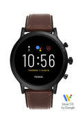 FOSSIL Mens Gen 5 The Carlyl Black Dial Leather Smart Watch - FTW4026