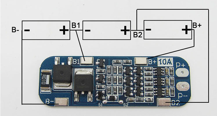 3S 11.1V 10A 18650 Lithium Battery Overcharge And Over-current Protection board - The Tech Depot