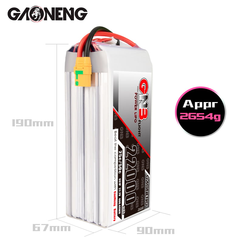 GNB 22000mAh 6S1P 22.2V 25C Lipo Battery