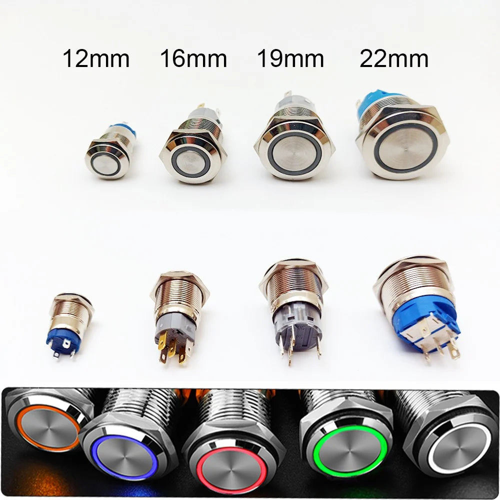 16mm ProMax PPS16220BRL Metal Push Button Switch Waterproof Latching Blue - The Tech Depot