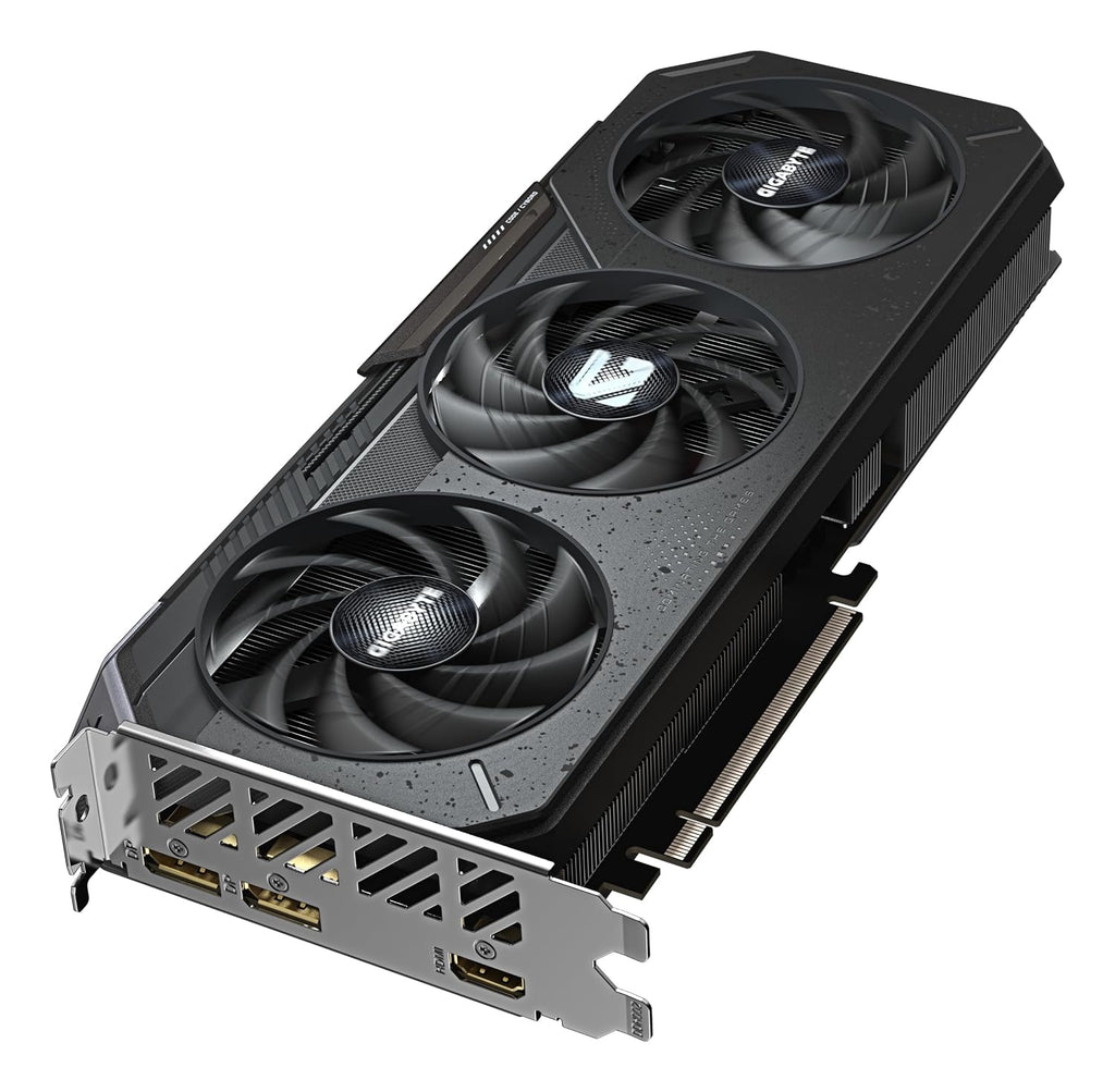 Gigabyte Radeon RX 9060 XT Gaming 16G GDDR6 Graphics Card - angle view, I/O side