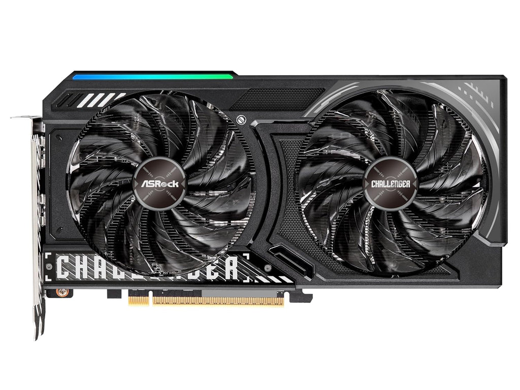 ASRock AMD Radeon RX 9060 XT Challenger 16GB OC GDDR6 Graphics Card - front view, fans