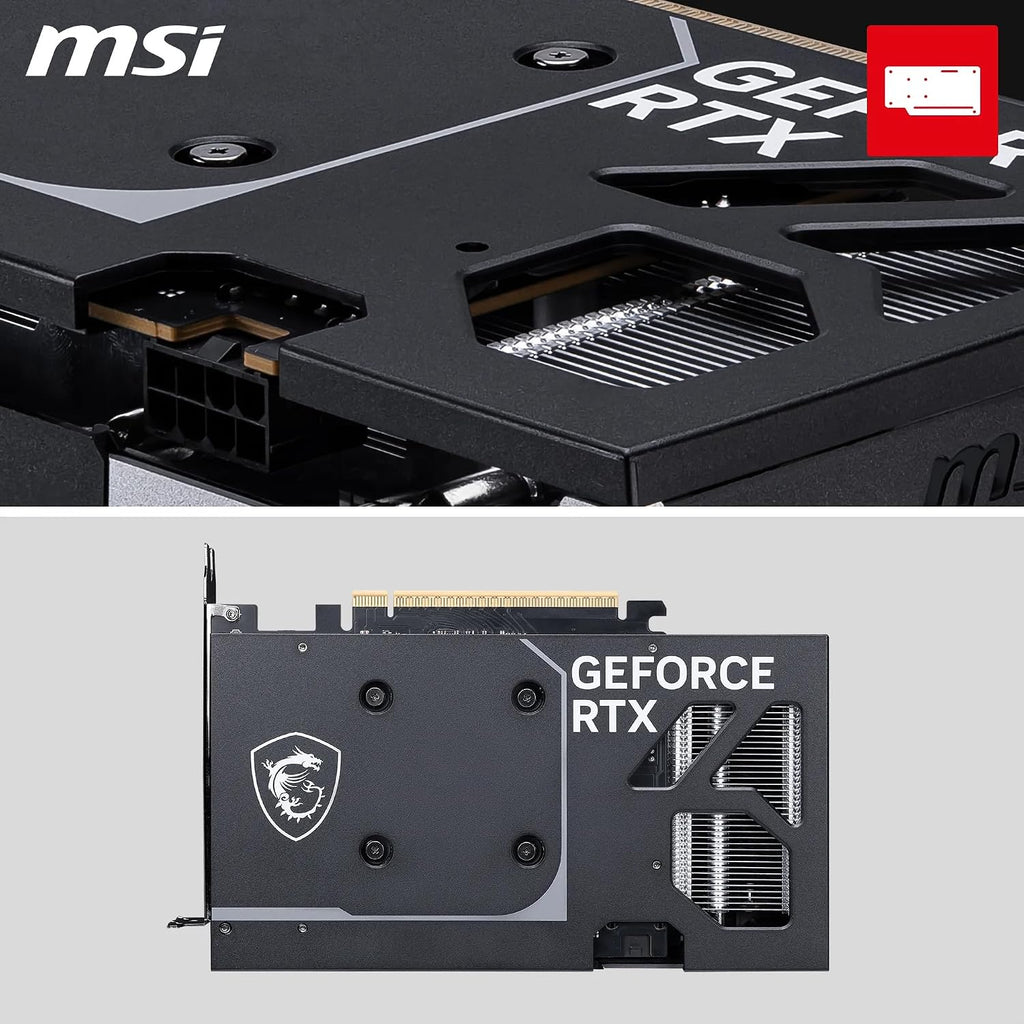 MSI GeForce RTX 5060 Ventus 2X OC 8GB GDDR7 Graphics Card - power connector and backplate