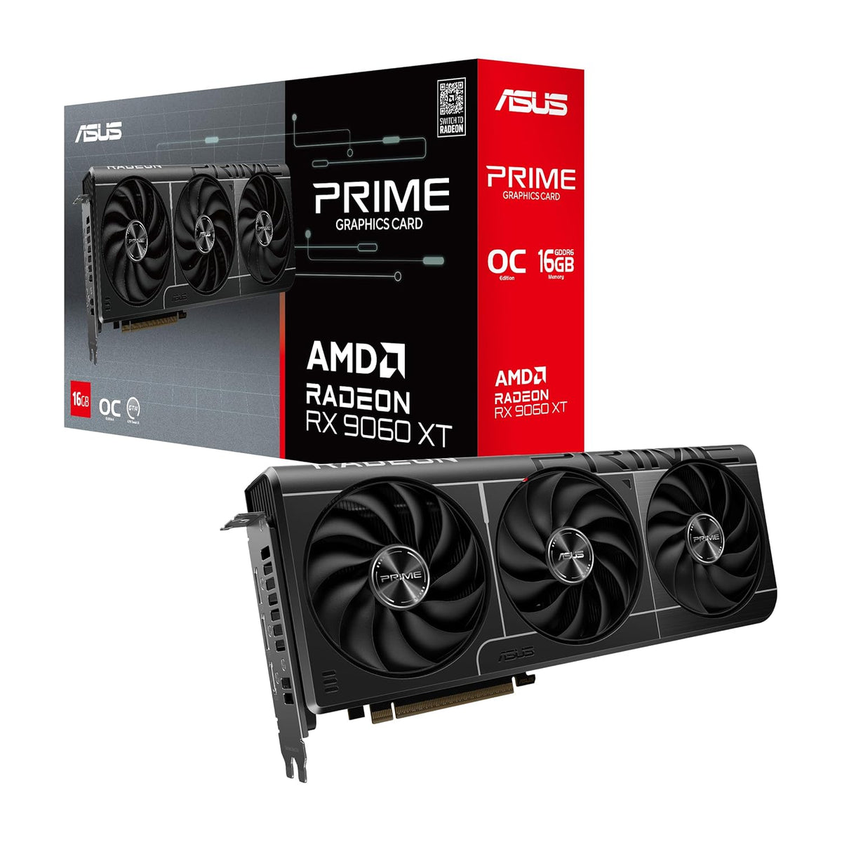 ASUS Prime Radeon RX 9060 XT 16GB GDDR6 OC Edition Graphics Card - retail box