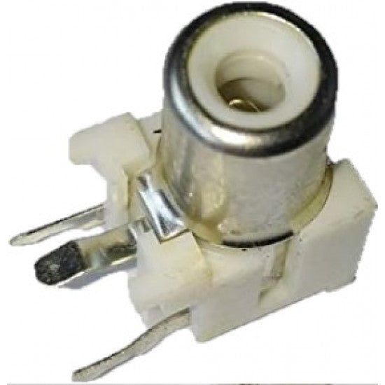 RCA-103P - Single Channel AV RCA Female Connector - PCB Mount - 3 Pin - WHITE Color