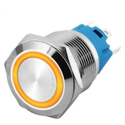 16mm ProMax PPS16220YRL Metal Push Button Switch Waterproof Latching Yellow