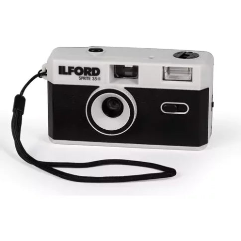 Ilford Sprite 35mm II Reusable Film Camera in Colour with Built-In Flash & Optical View Finder – Silver