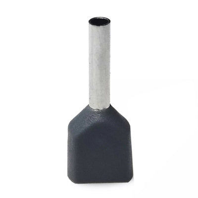 Twin Insulated Bootlace Wire Crimp Ferrule End Terminal Lug-Grey-0.75 sqmm