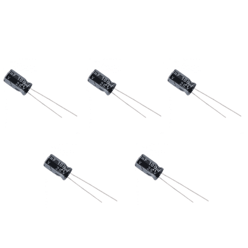 100uF / 25V Electrolytic Capacitor (Pack of 5) - The Tech Depot