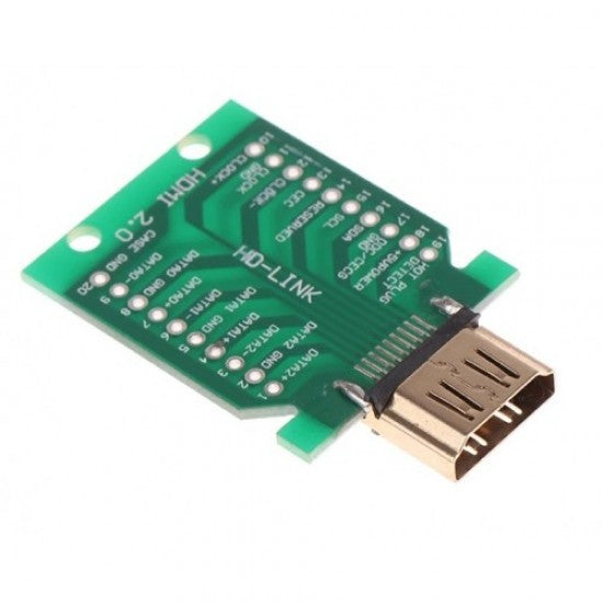 HDMI Female Connector Breakout Board - 19 Pin Gold Plated Connector