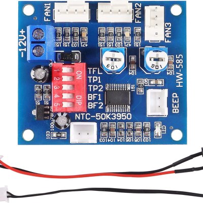 DC12V 4-Wire PWM PC Fan Temperature Control Manumotive Fan Speed Controller Module CPU High-Temperature Alarm with Buzzer with NTC 3950 Thermistor