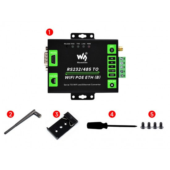 Industrial Grade Serial Server RS232/485 To WiFi and Ethernet, Modbus Gateway, MQTT Gateway, Support POE Function, Metal Case