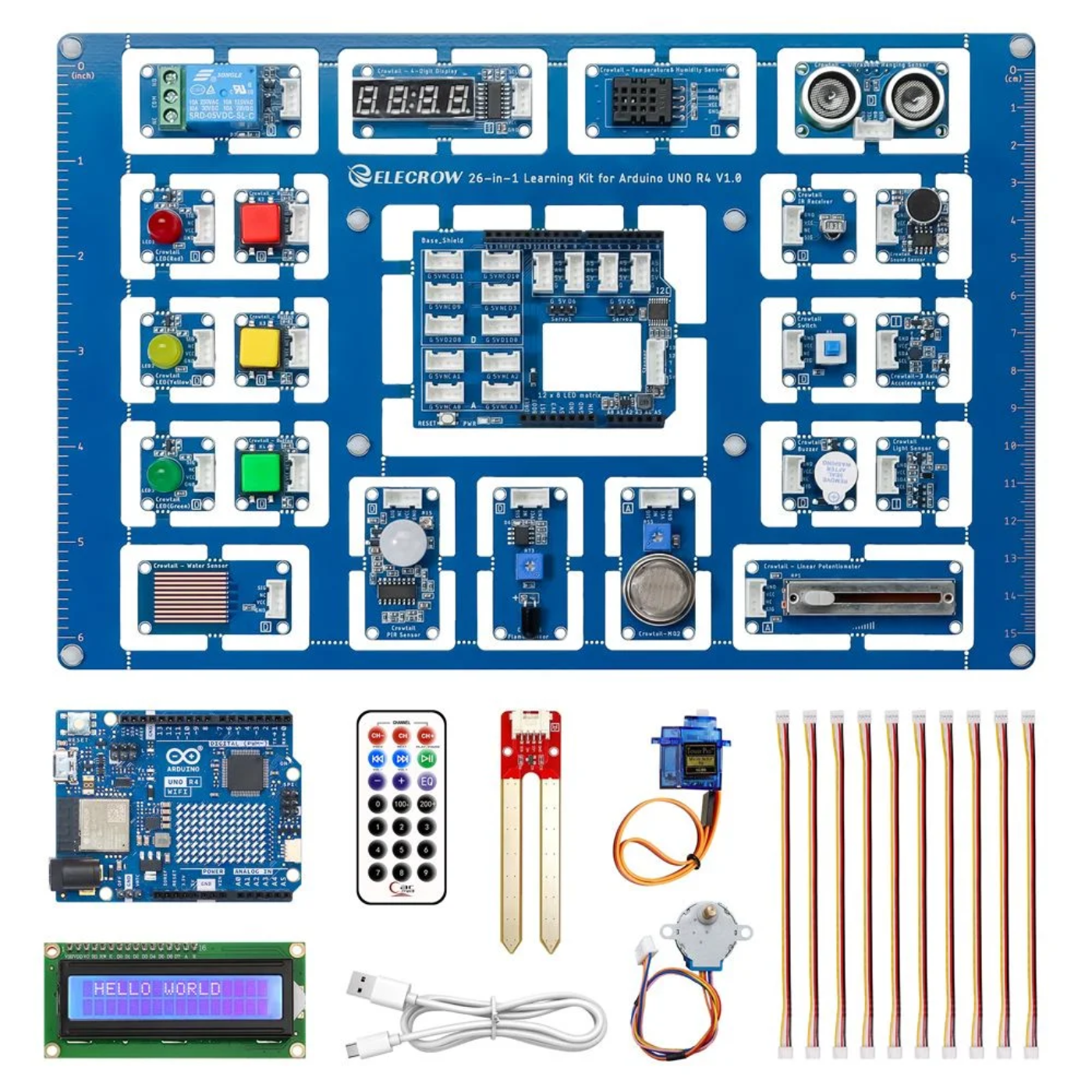 Elecrow 26-in-1 Learning Kit for Arduino UNO R4 WiFi with 26 Lessons and 26 Modules