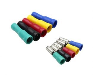 Insulated 5 Colour Wire Crimp Terminal Male-Female Connector Pair Kit – 100 Pairs