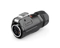 LP-24 Female 4 Pin Soldering Type Power Plug Lock with Plastic+Metal Shell IP67 500V 25A