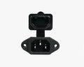 IEC 3 Pin Screw Mount Male Connector with Rubber Cover
