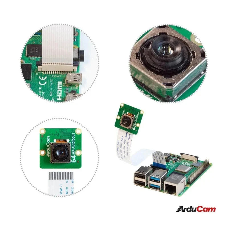 Arducam B0399B0283 64MP Camera and Pan-Tilt Kit for Raspberry Pi