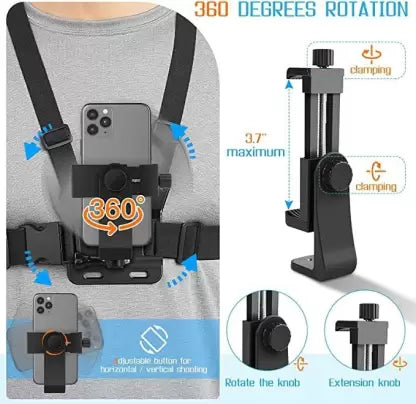 Adofys Mobile Phone Chest Strap Mount GoPro Chest Harness Holder for VLOG/POV Strap  (Black)