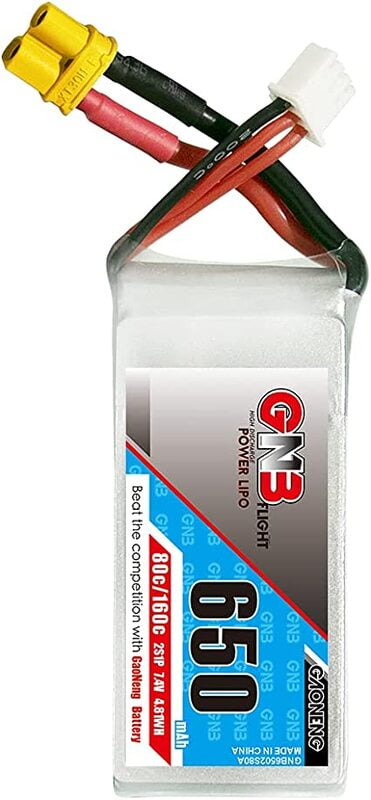 GNB 650mAh 2S1P 7.4V 80C Square Type Lipo Battery