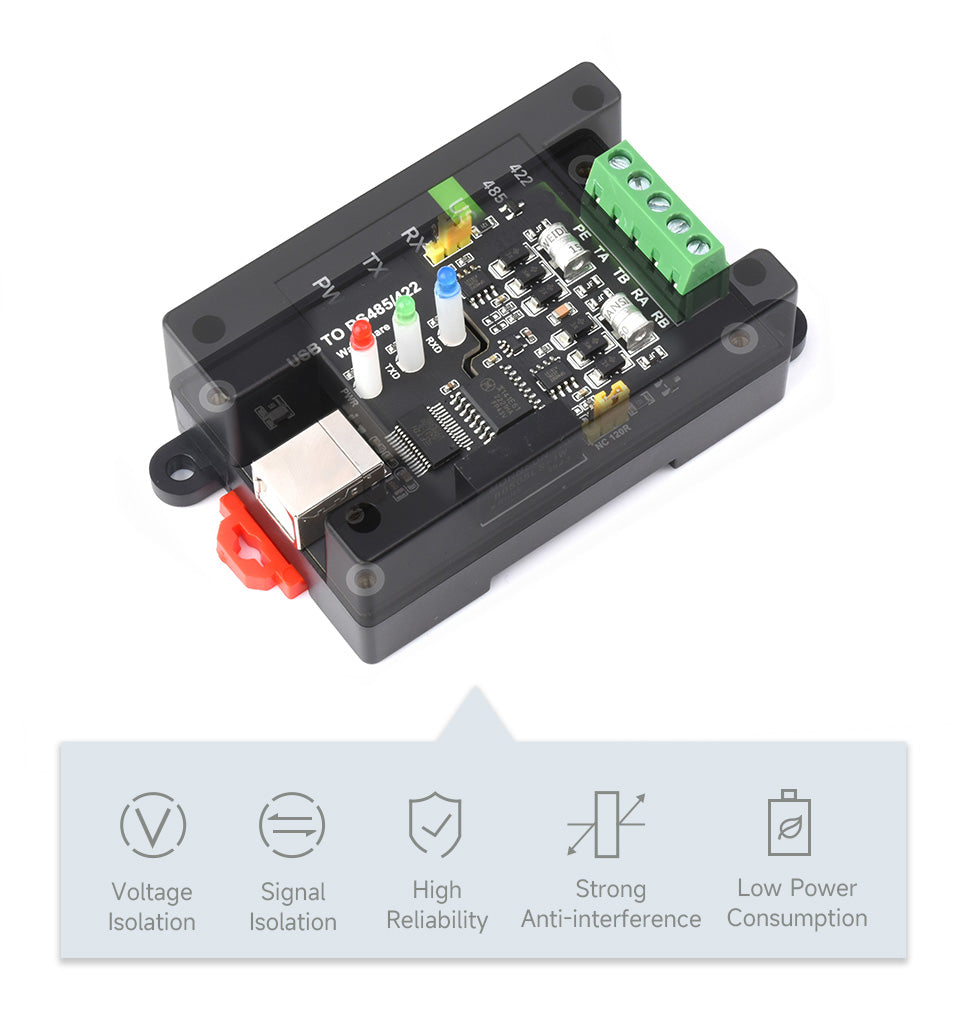 USB to RS485/422 Industrial Grade Isolated Converter, Onboard Original FT232RL and SP485EEN, Multiple Protection