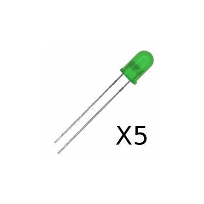 5mm DIP Green LED (Pack of 5)