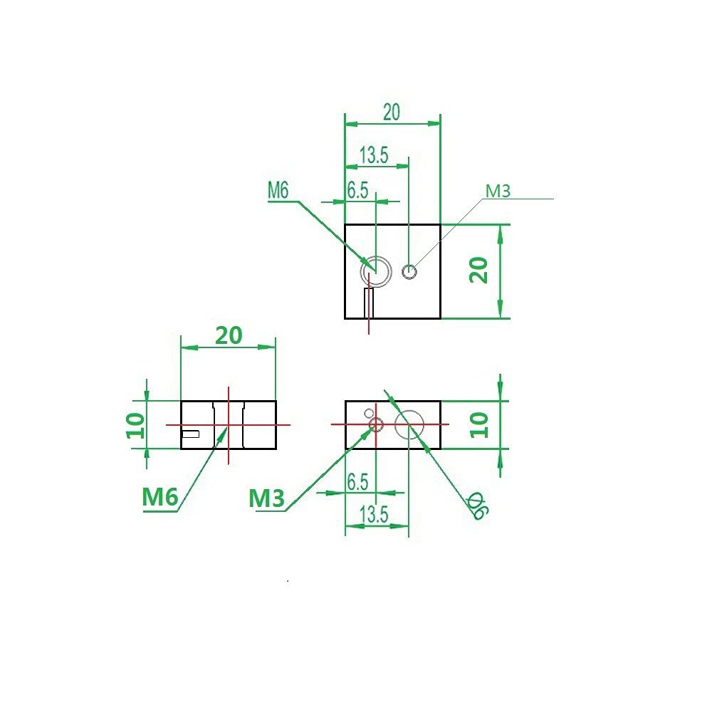 Aluminium Hot End Heating Block MK8 For 3D Printers