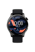 TITAN WEARABLES Mens 54.30 x 14 x 46.90 mm Black Dial Silicone Smart Watch - 90156AP01