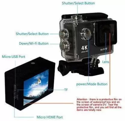 GEEKDEX GoPro Action camera GoPro Action Camera 4k20MP Wifi 30M Waterproof Action Camera Sports DV Camcorder Sports and Action Camera  (Black, 20 MP)