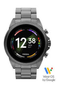 FOSSIL Mens 44 mm Gen 6 Full Color Display Stainless Steel Digital Smart Watch - FTW4059