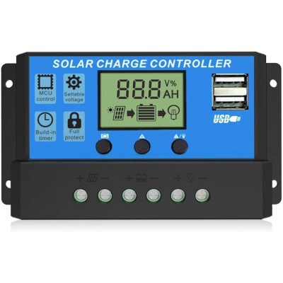 20A Intelligent LCD Solar Controller with USB Output Port