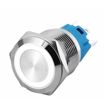 16mm ProMax PPS16220WRL Metal Push Button Switch Waterproof Latching White