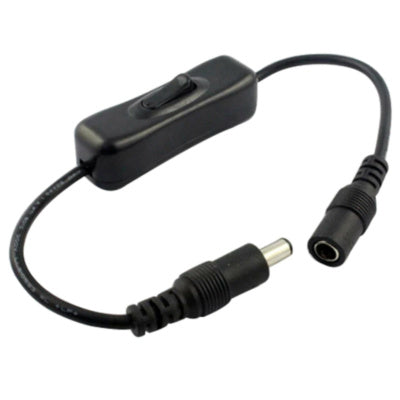 Inline ON-OFF Switch Black DC5.5 mm Male to Female Plug Extension