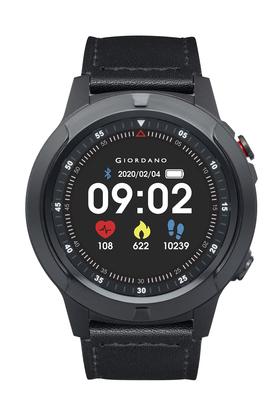 GIORDANO Unisex 48.5 mm Black Dial Leather Full Touch Smartwatch - GT04-BK
