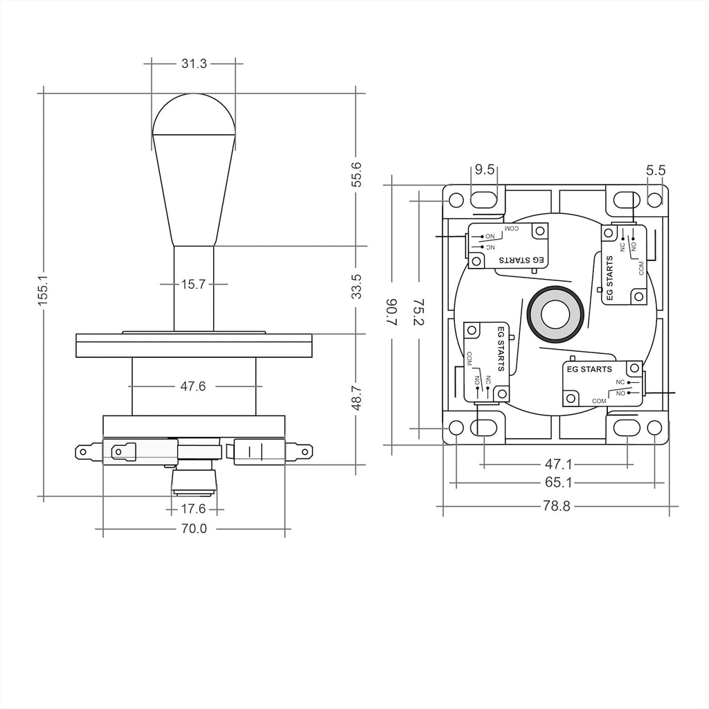 Arcade 2Pin Joystick switchable to 4/8 Ways