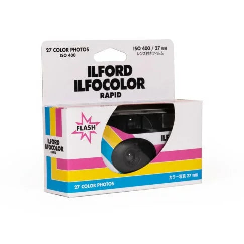 Ilford Ilfocolor Multi Use Color Camera (27 Exposures / ISO400) White, Vintage Retro Camera with Film Disposable