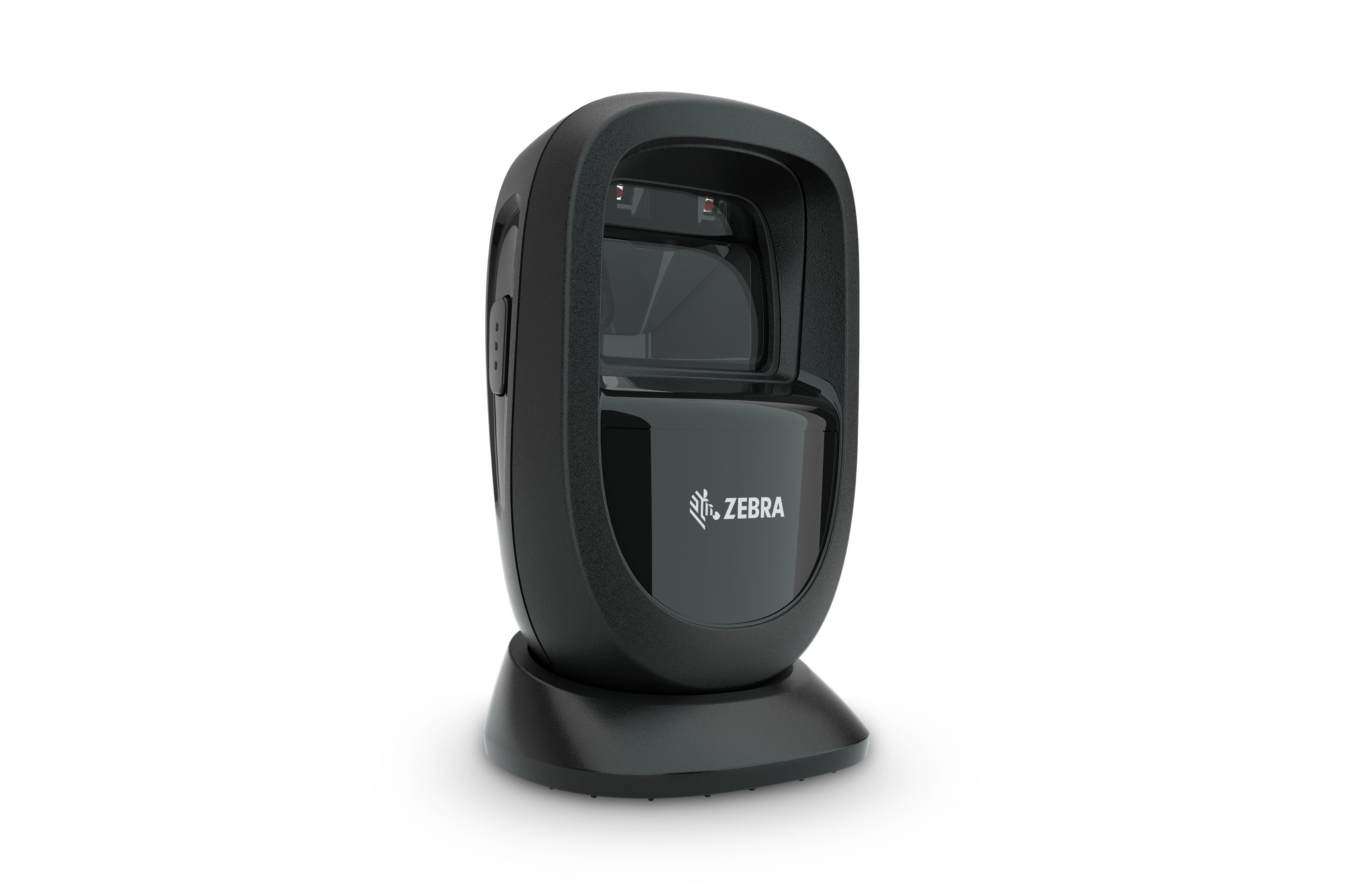 Zebra DS9308 hands-free presentation barcode scanner on counter stand