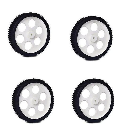 10 X 2 Cm Gear Motor Robot Wheel, Tyres for 6 mm Shaft Geared Dc Motor - 4 Pieces - The Tech Depot