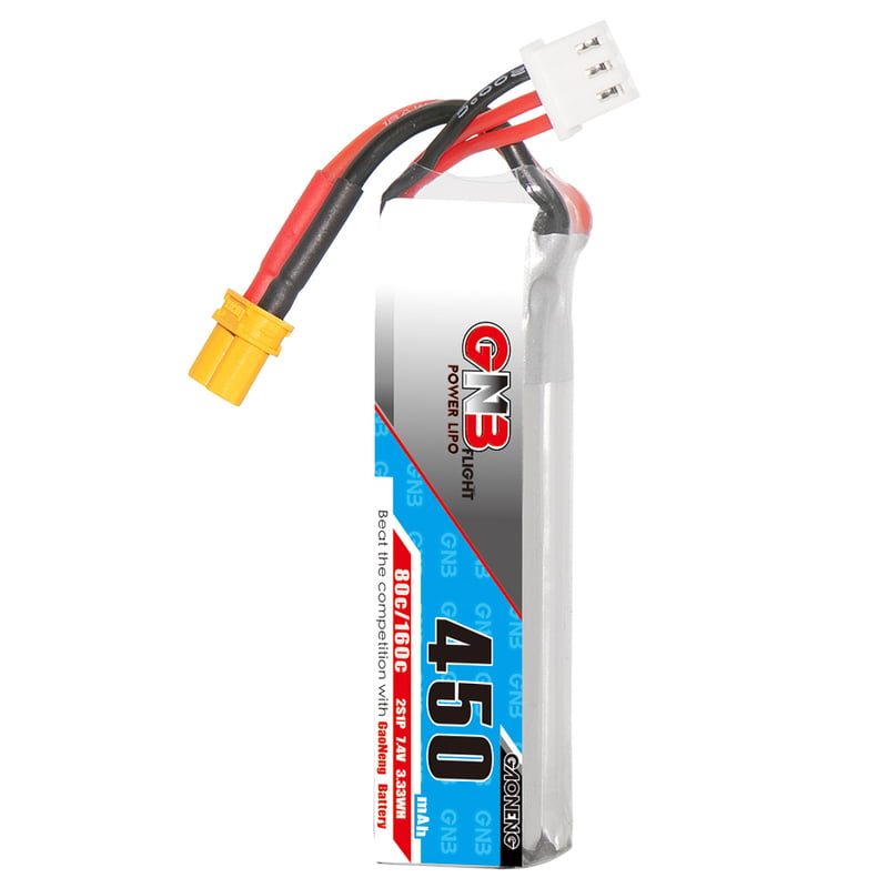 GNB 450mAh 2S1P 7.4V 80C Long Type Lipo Battery