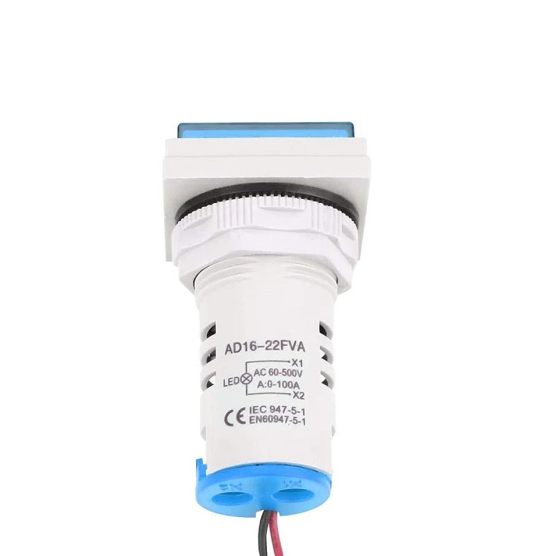 22mm 0-100A Ac 20-500V Digital Voltmeter Ammeter- Blue