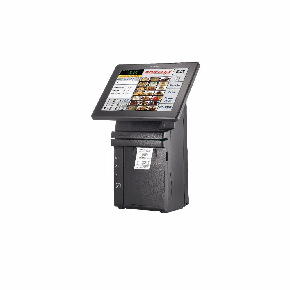 Posiflex HS-2414W all-in-one POS terminal with 14-inch touch display and integrated receipt printer